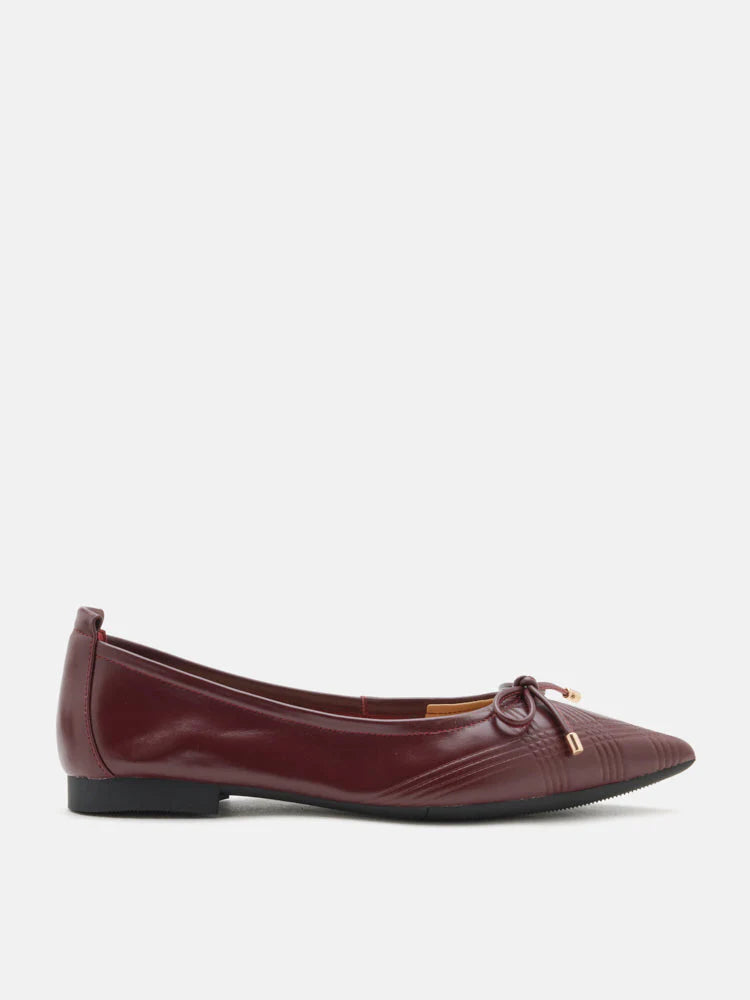 PAZZION, Sienna Bow Pointed Toe Flats, Wine