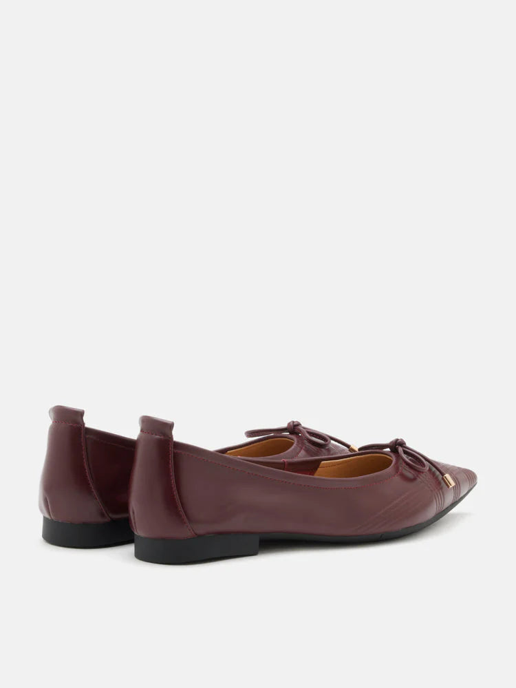 PAZZION, Sienna Bow Pointed Toe Flats, Wine