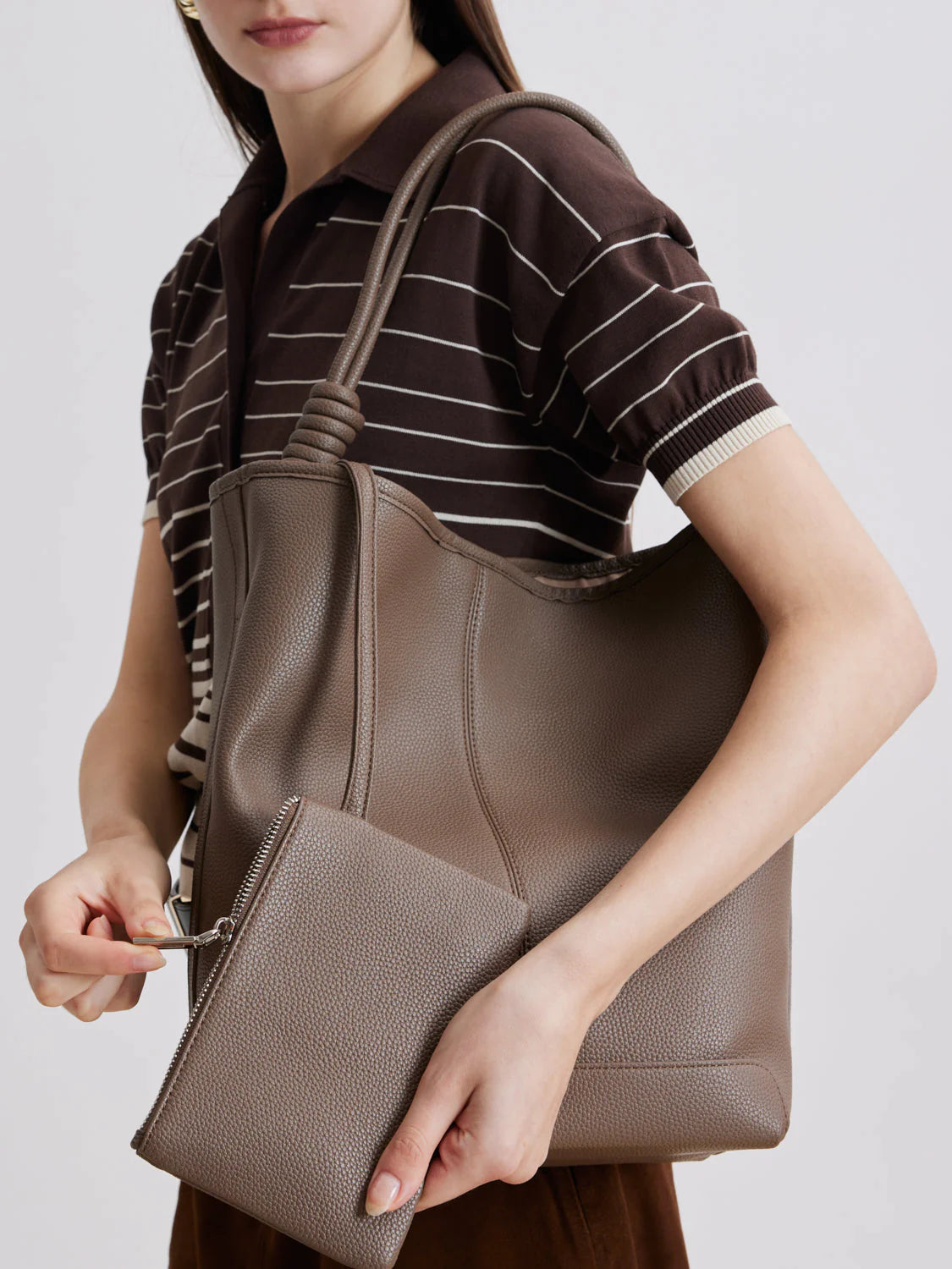 PAZZION, Sierra Knotted Handle Tote, Khaki