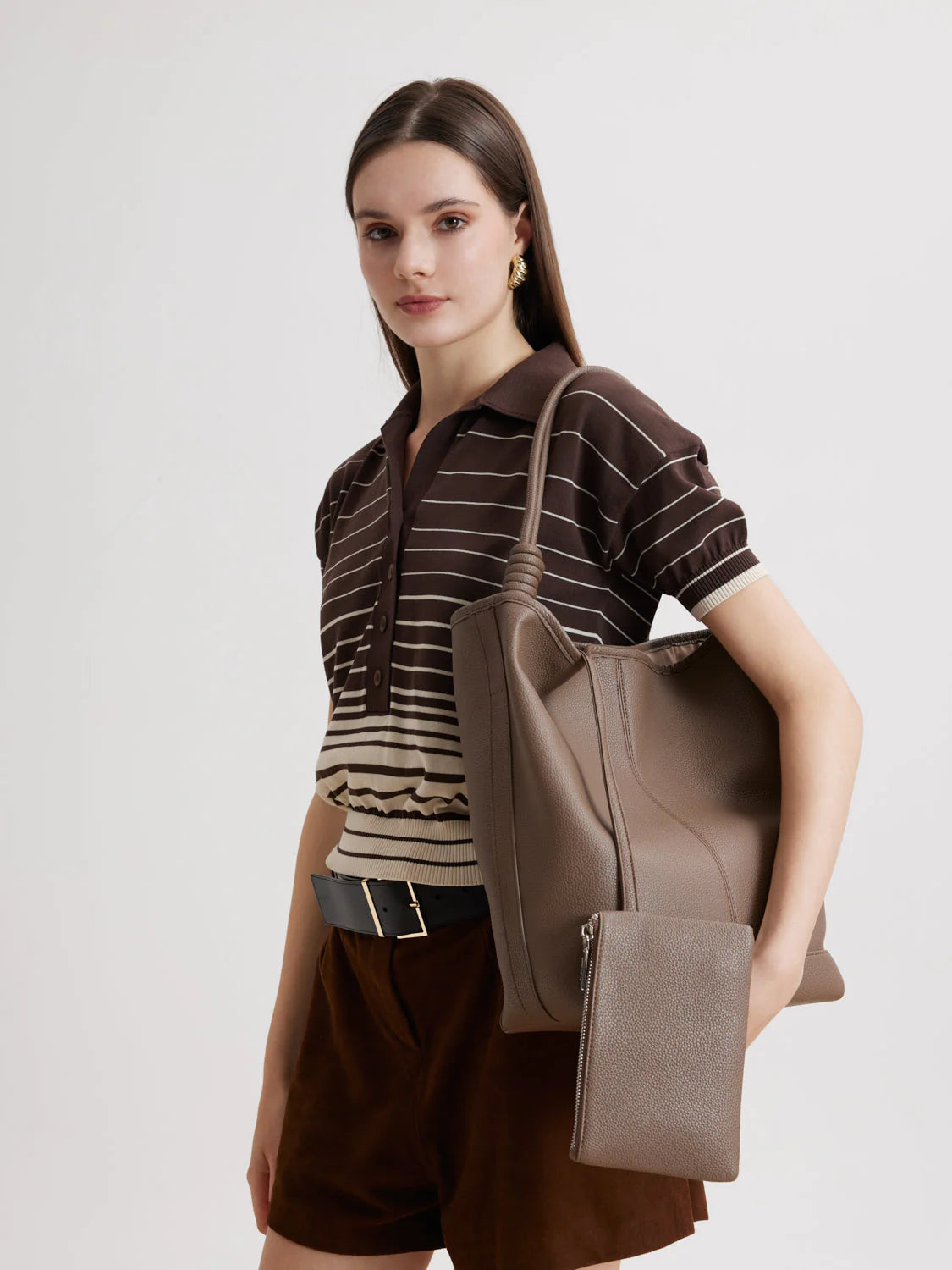 PAZZION, Sierra Knotted Handle Tote, Khaki