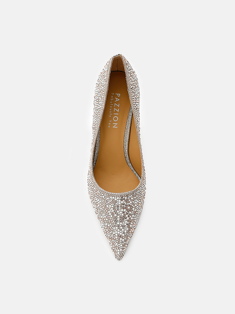 PAZZION, Sigrid Diamante Embellished Pointed Heels, Goldenrod