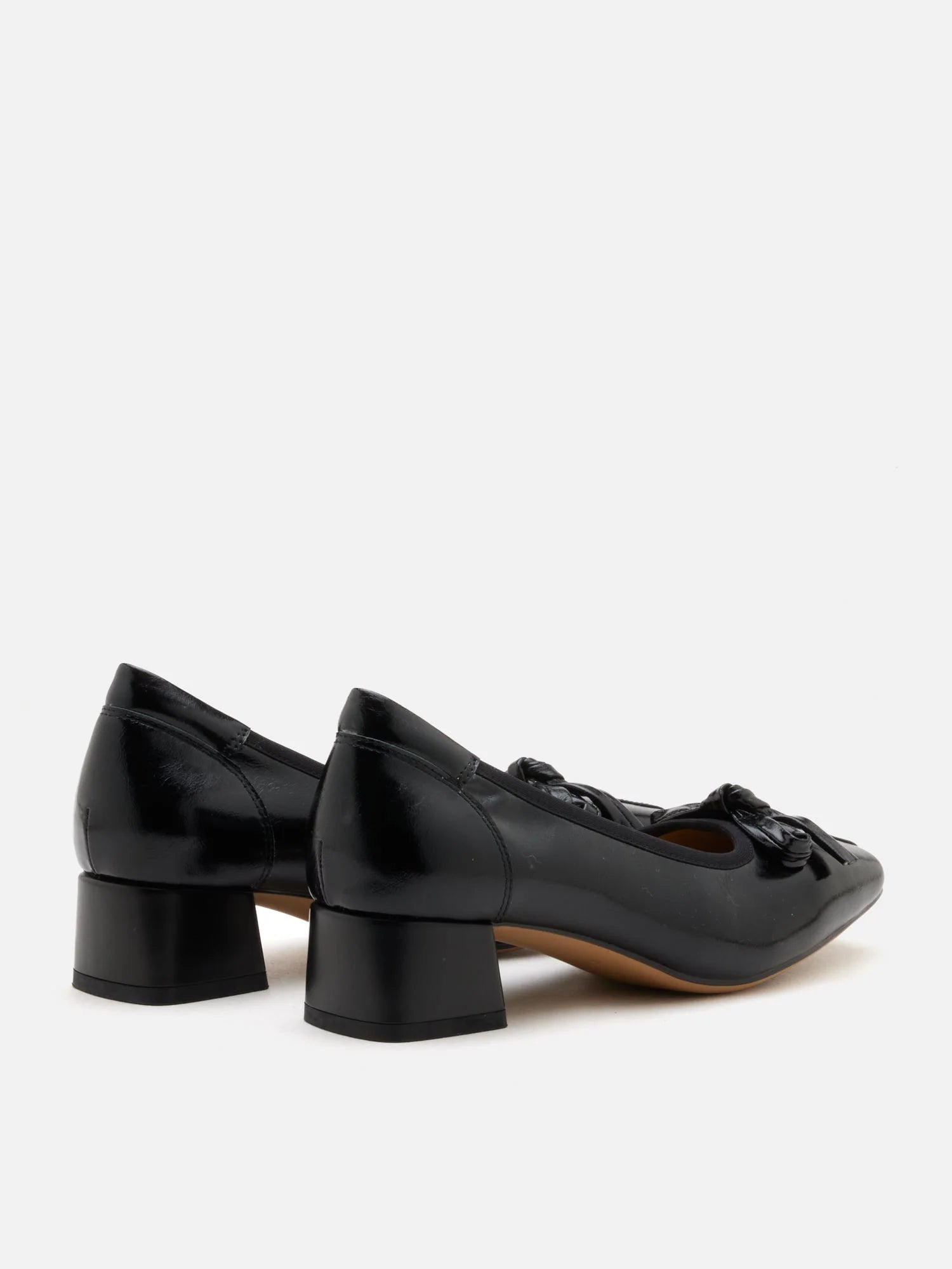 PAZZION, Silvianne Bow-Tied Leather Heels, Black