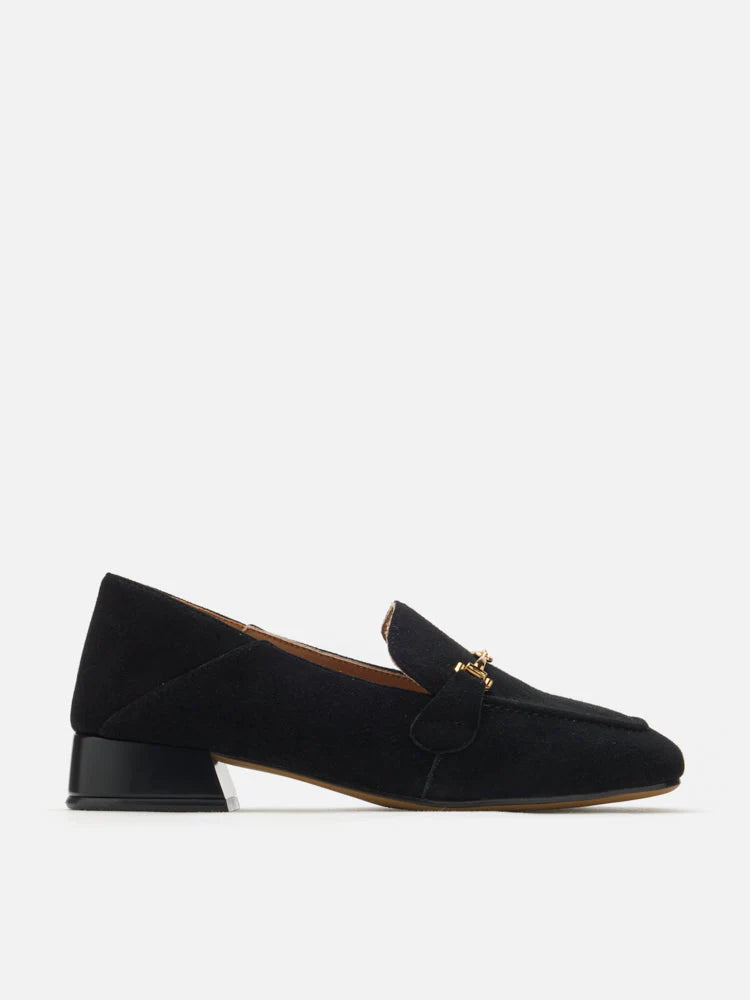 PAZZION, Simone Suede Bit Loafers, Black