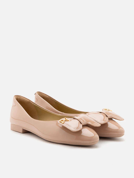 PAZZION, Sloane Bow Embellished Patent Flats, Almond