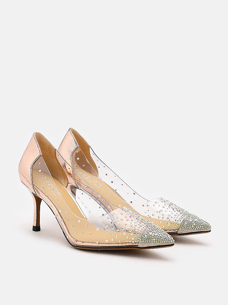 PAZZION, Starry Love Embellished Heels, Champagne