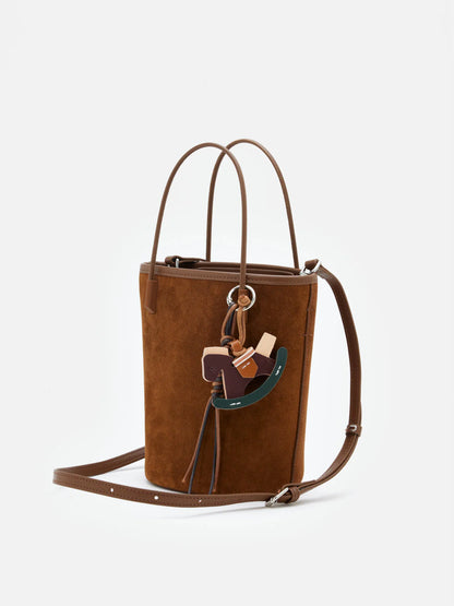 PAZZION, Stormy H Garden Suede Bucket Bag, Brown