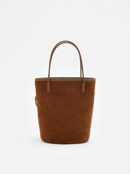 PAZZION, Stormy H Garden Suede Bucket Bag, Brown