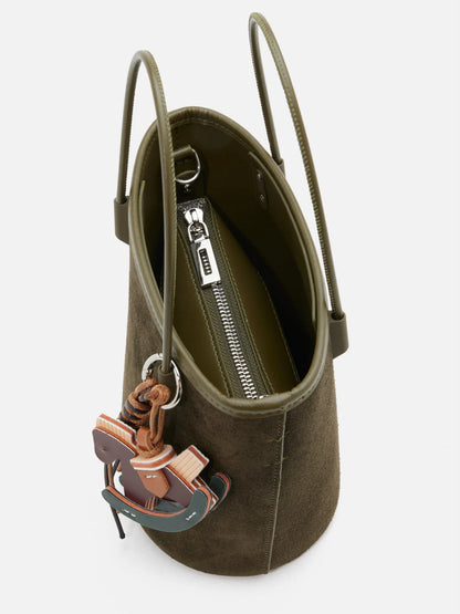 PAZZION, Stormy H Garden Suede Bucket Bag, Green