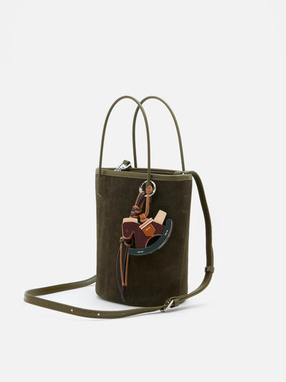 PAZZION, Stormy H Garden Suede Bucket Bag, Green