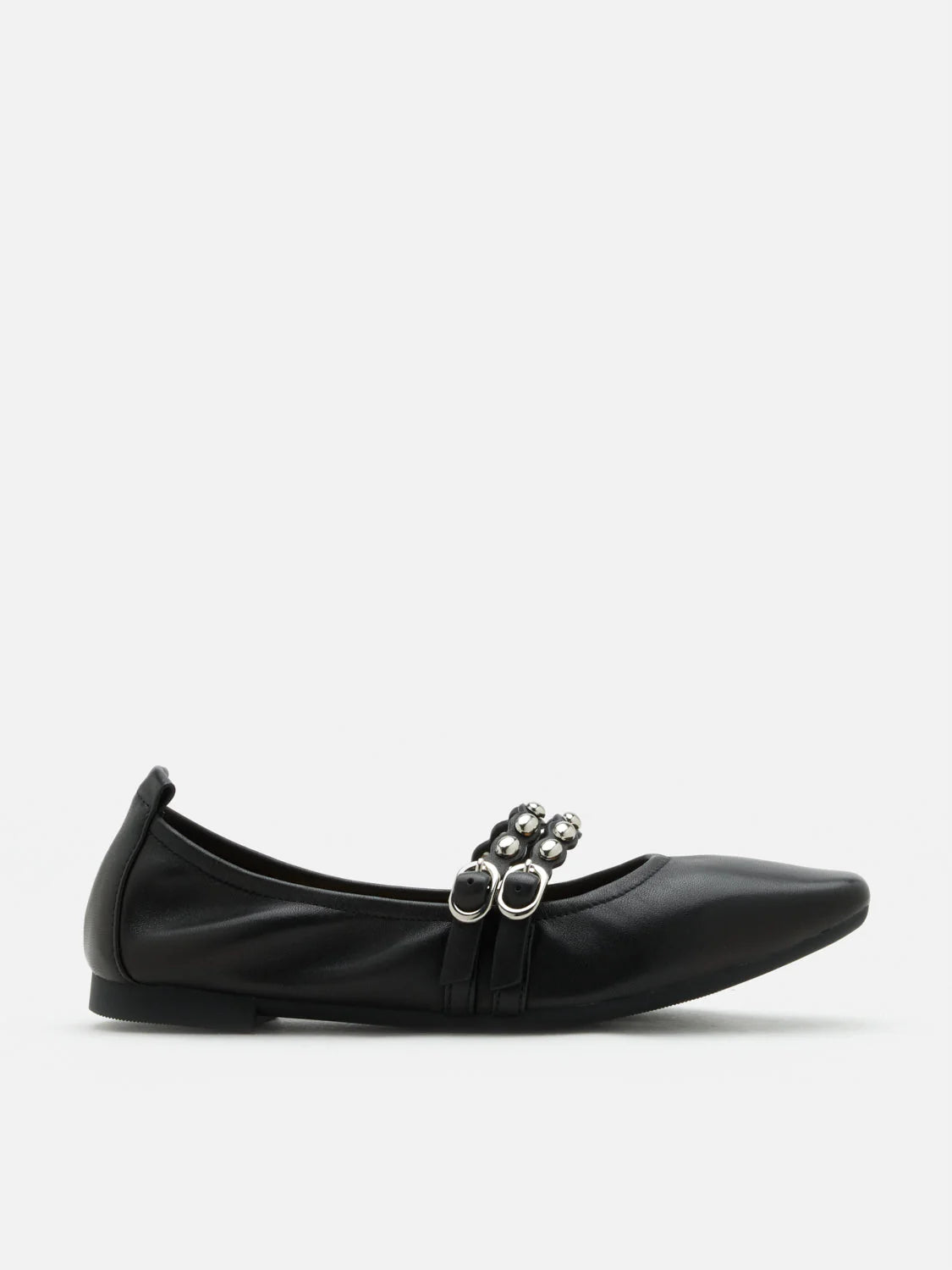 PAZZION, Sydney Studded Double Strap Flats, Black