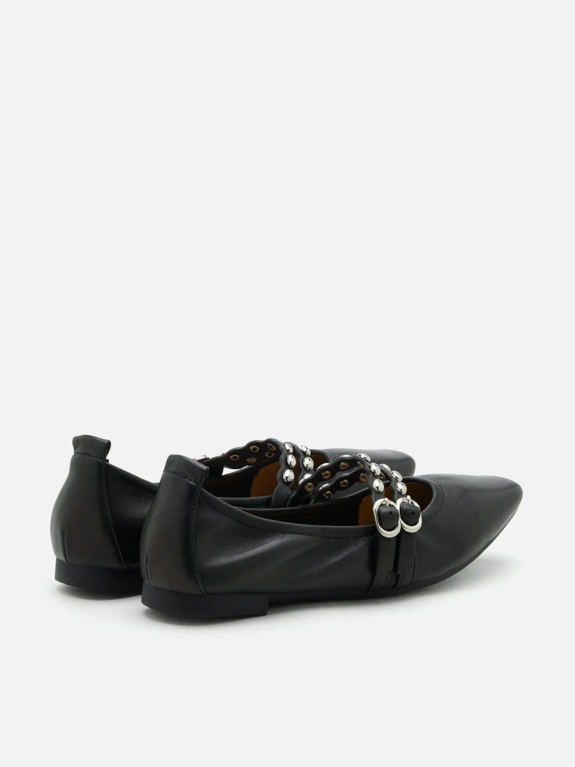 PAZZION, Sydney Studded Double Strap Flats, Black
