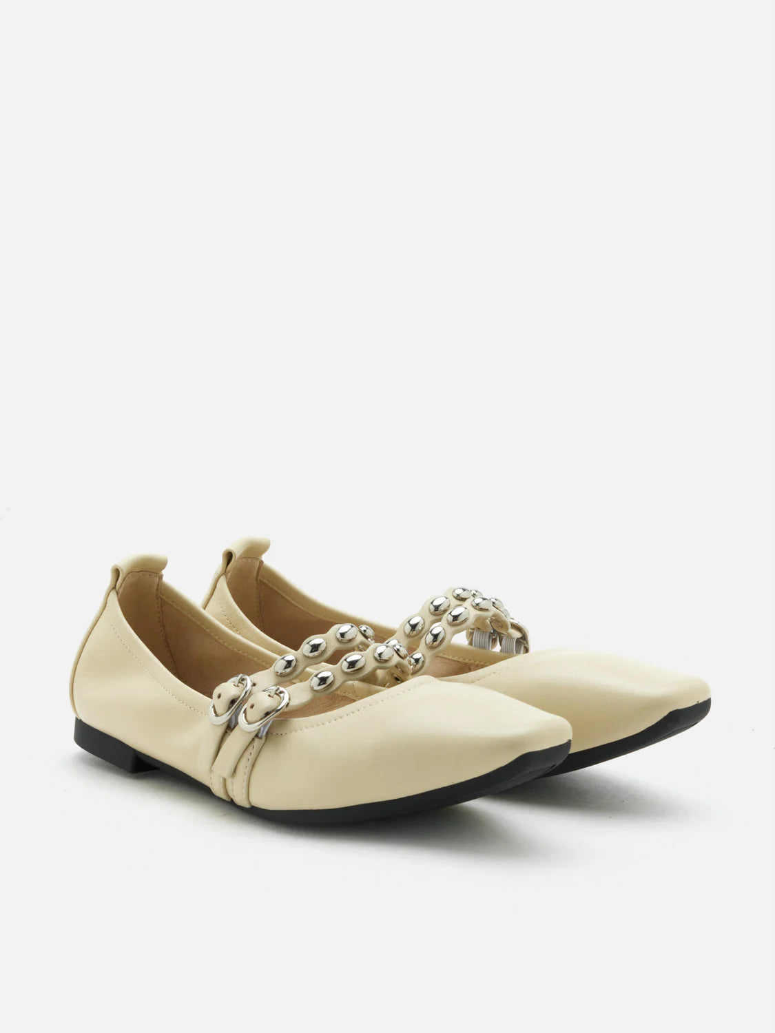 PAZZION, Sydney Studded Double Strap Flats, Yellow
