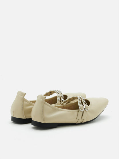 PAZZION, Sydney Studded Double Strap Flats, Yellow