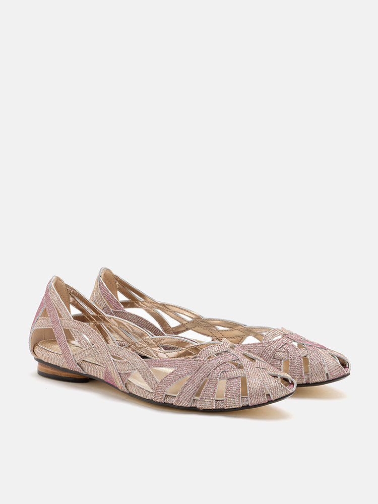 PAZZION, Tailia Glitter Weaved Flats, Pink