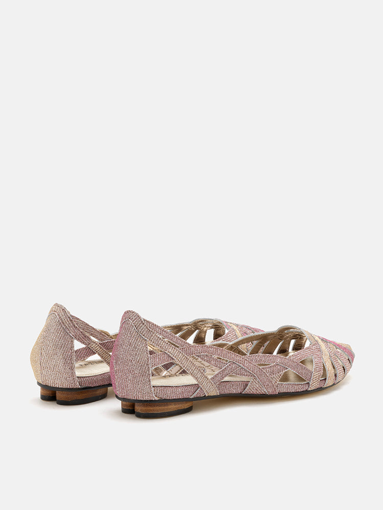 PAZZION, Tailia Glitter Weaved Flats, Pink