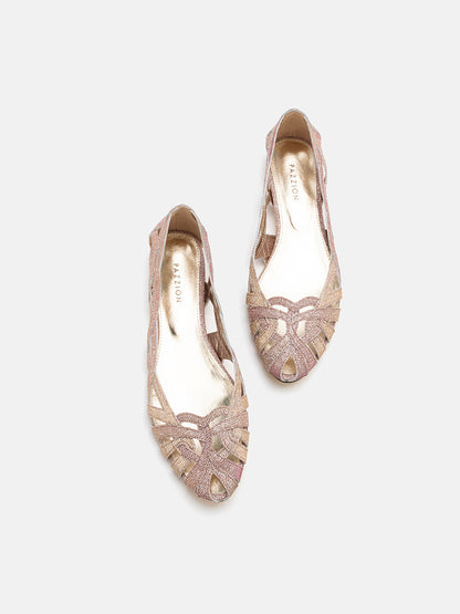 PAZZION, Tailia Glitter Weaved Flats, Pink