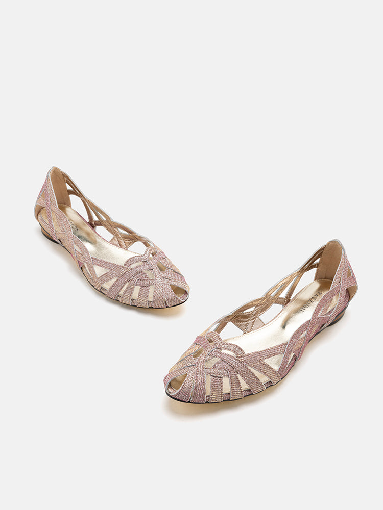 PAZZION, Tailia Glitter Weaved Flats, Pink