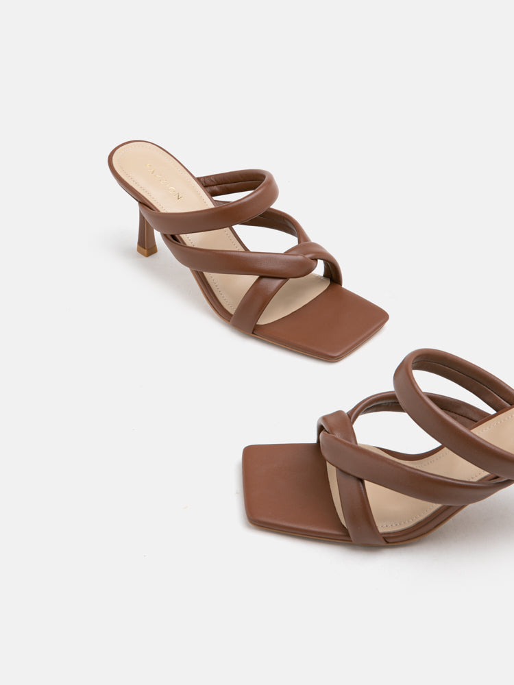 PAZZION, Taliha Cross Strappy Heels, Brown