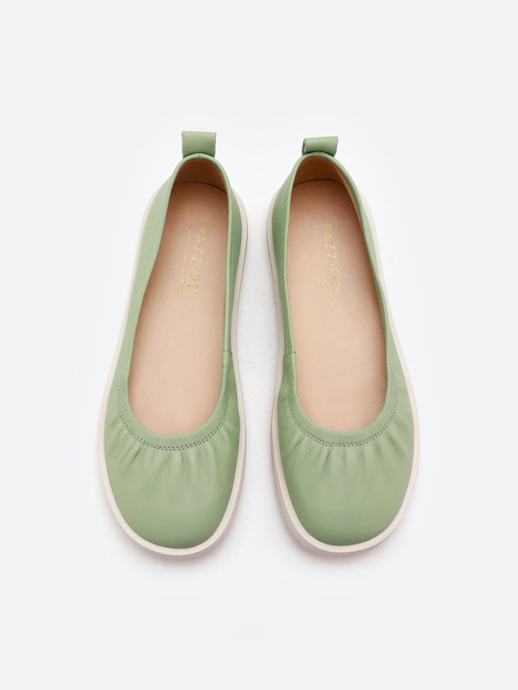 PAZZION, Tammy Ruched Round Toe Slip on, Green