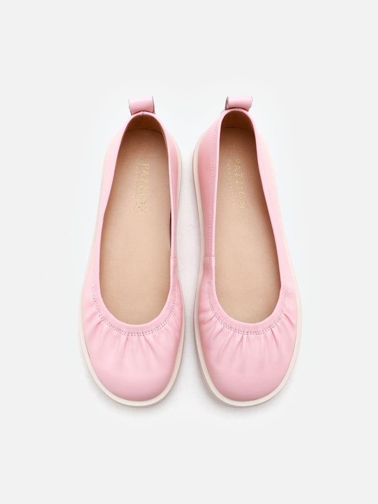 PAZZION, Tammy Ruched Round Toe Slip on, Pink