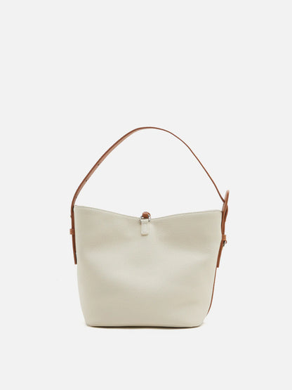 Tate 顆粒感釦飾牛皮包