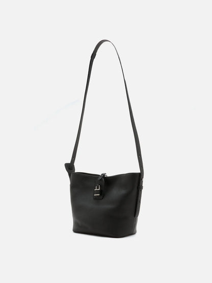 Tate 顆粒感釦飾牛皮包