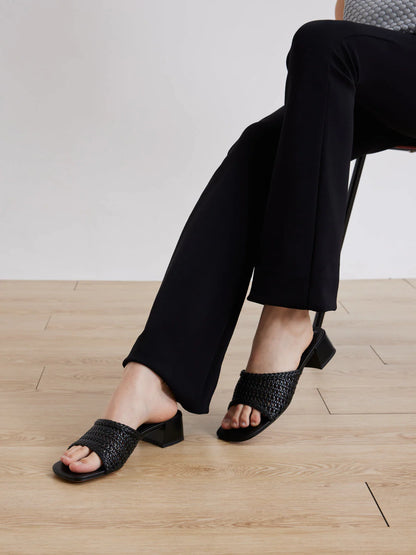 PAZZION, Taylor Woven Braided Mule Heels, Black