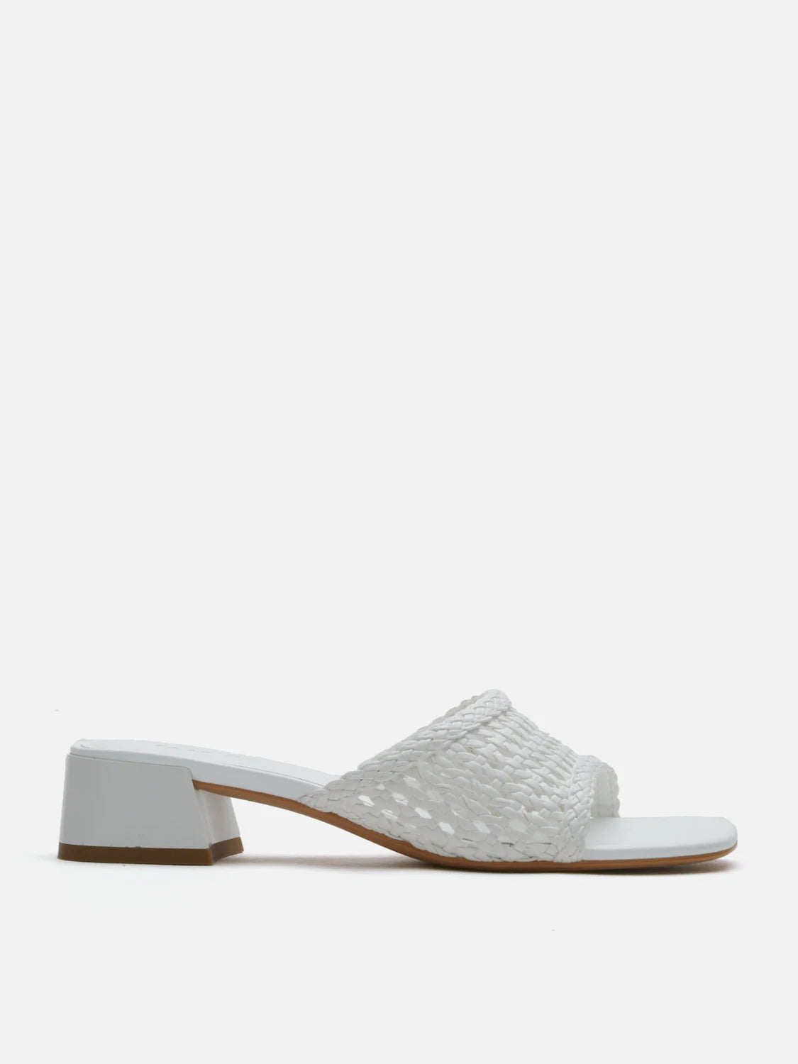 PAZZION, Taylor Woven Braided Mule Heels, White