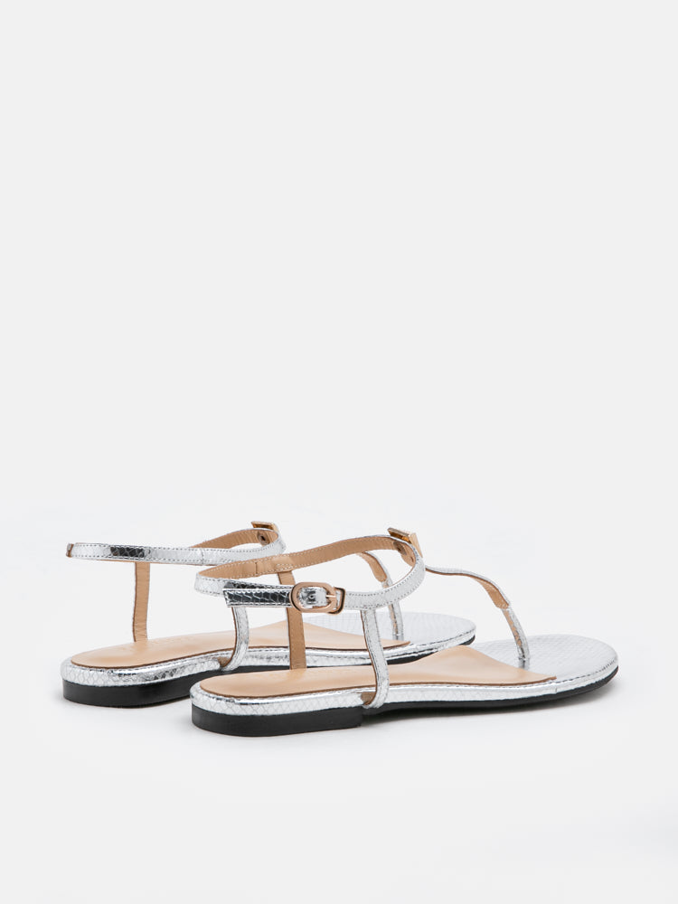 PAZZION, Tessa Tinted Metallic Sandals, Silver