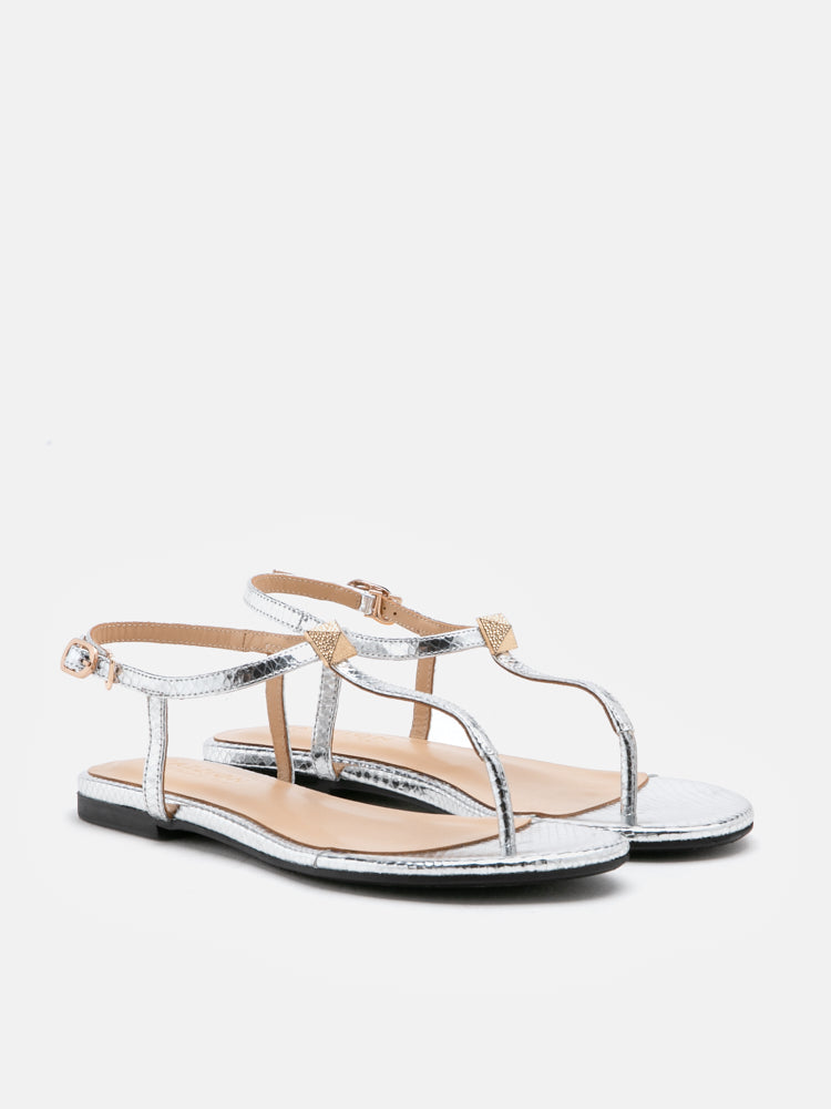 PAZZION, Tessa Tinted Metallic Sandals, Silver