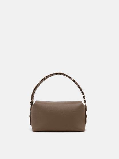 PAZZION, Thanee Slouchy Chained Leather Shoulder Bag, Brown