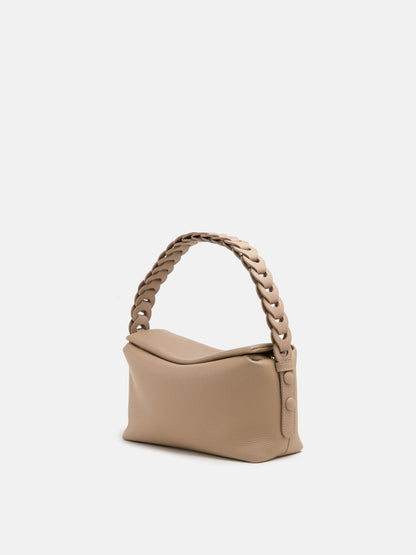 PAZZION, Thanee Slouchy Chained Leather Shoulder Bag, Khaki