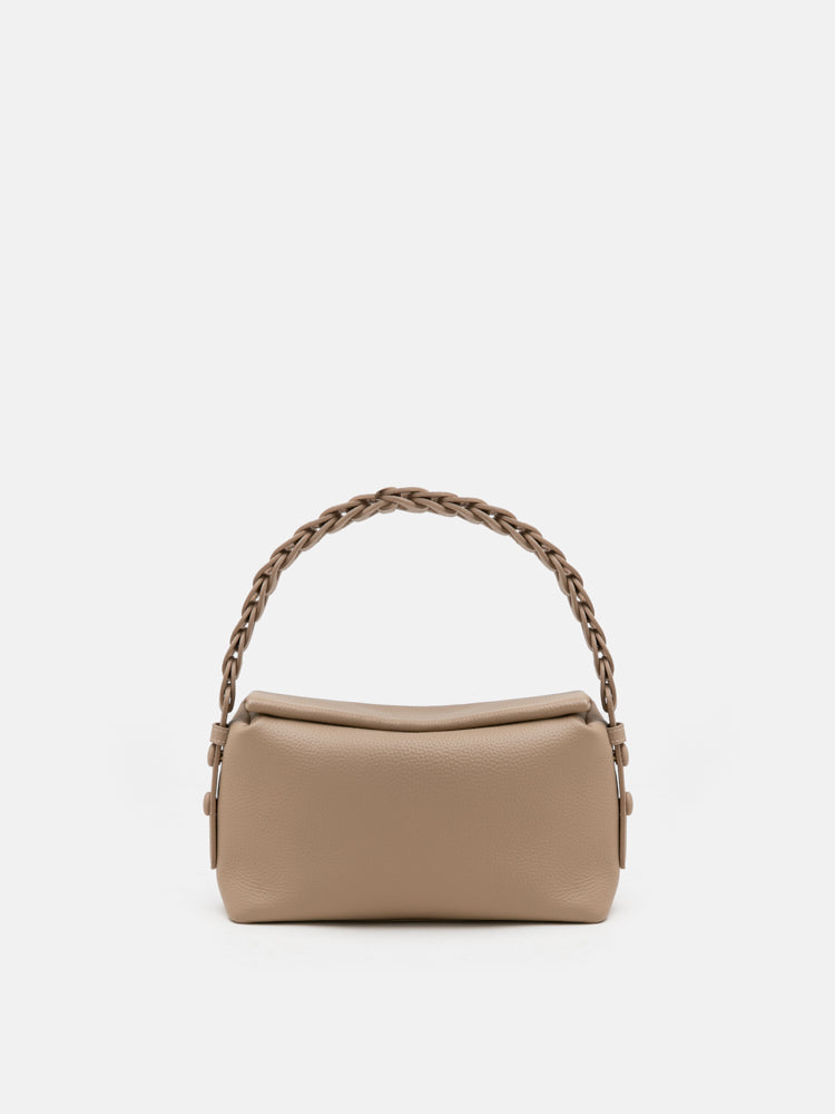 PAZZION, Thanee Slouchy Chained Leather Shoulder Bag, Khaki