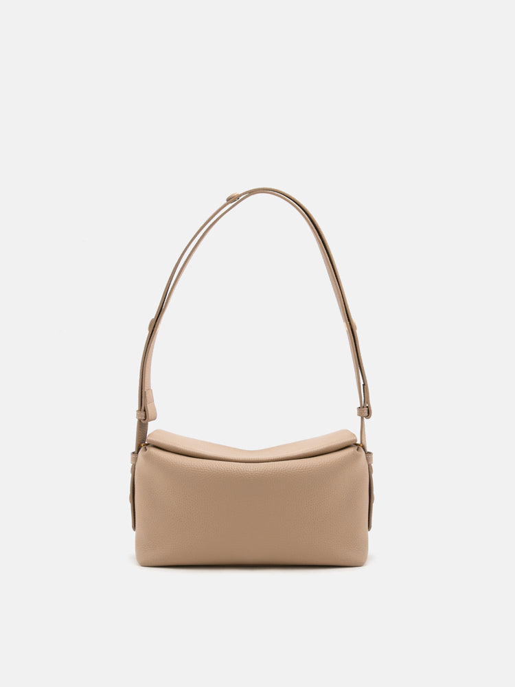 PAZZION, Thanee Slouchy Chained Leather Shoulder Bag, Khaki