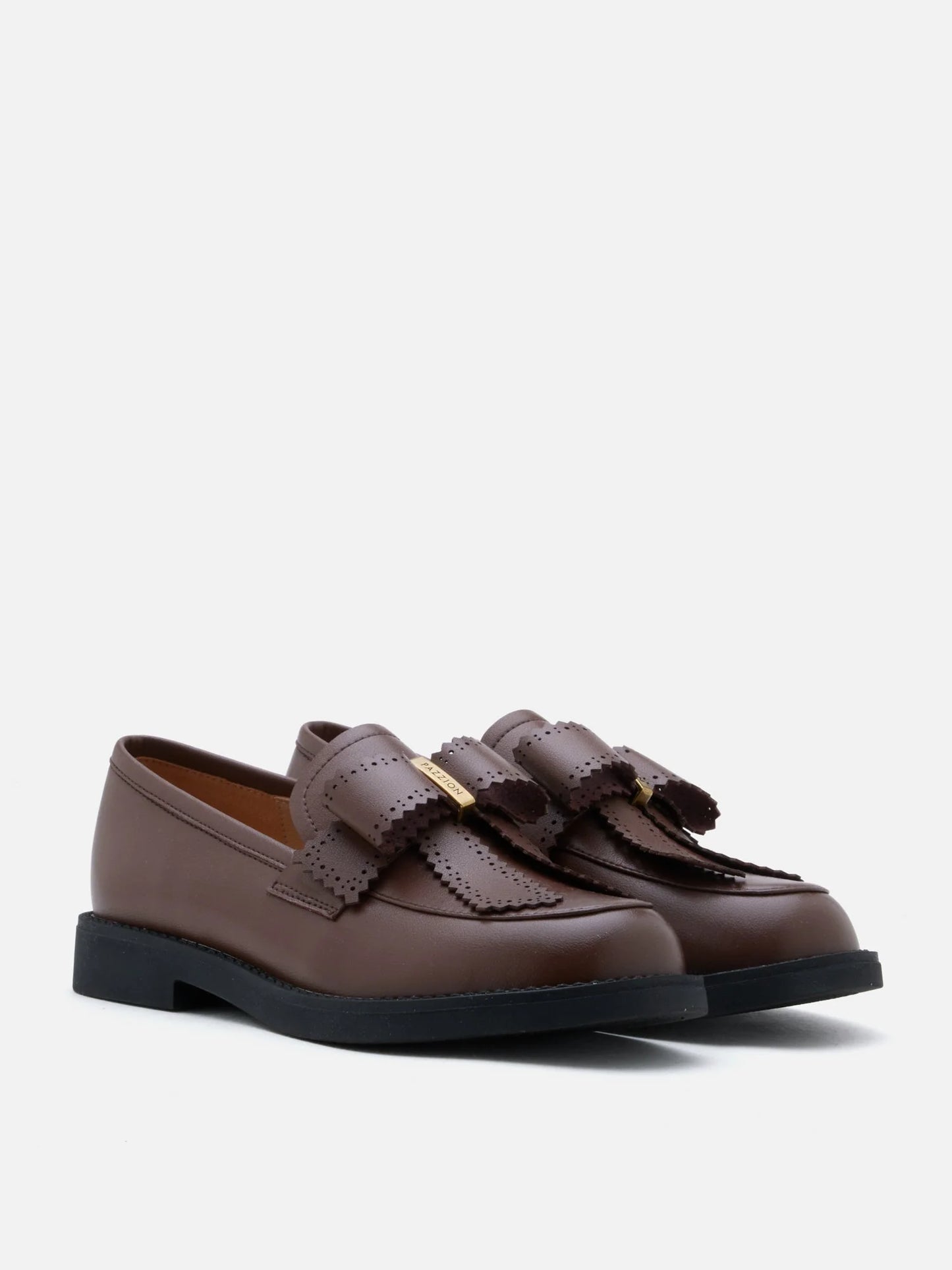 PAZZION, Thea Brogue Bow Loafers, Brown