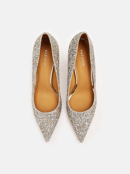 PAZZION, Thea's Starlight Glitter Pumps, Gold