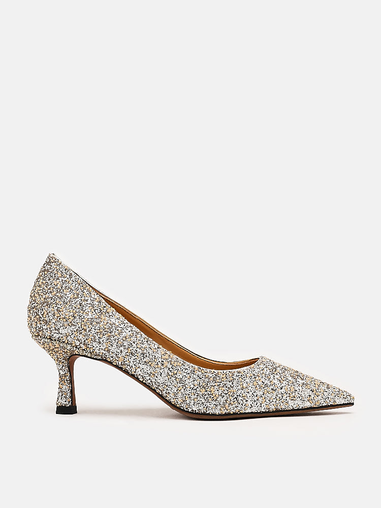 PAZZION, Thea's Starlight Glitter Pumps, Gold