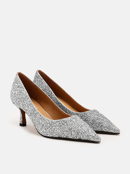 PAZZION, Thea's Starlight Glitter Pumps, Silver