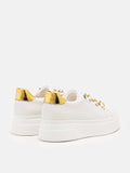 PAZZION, Tia Gold Chain Laced Sneakers, White