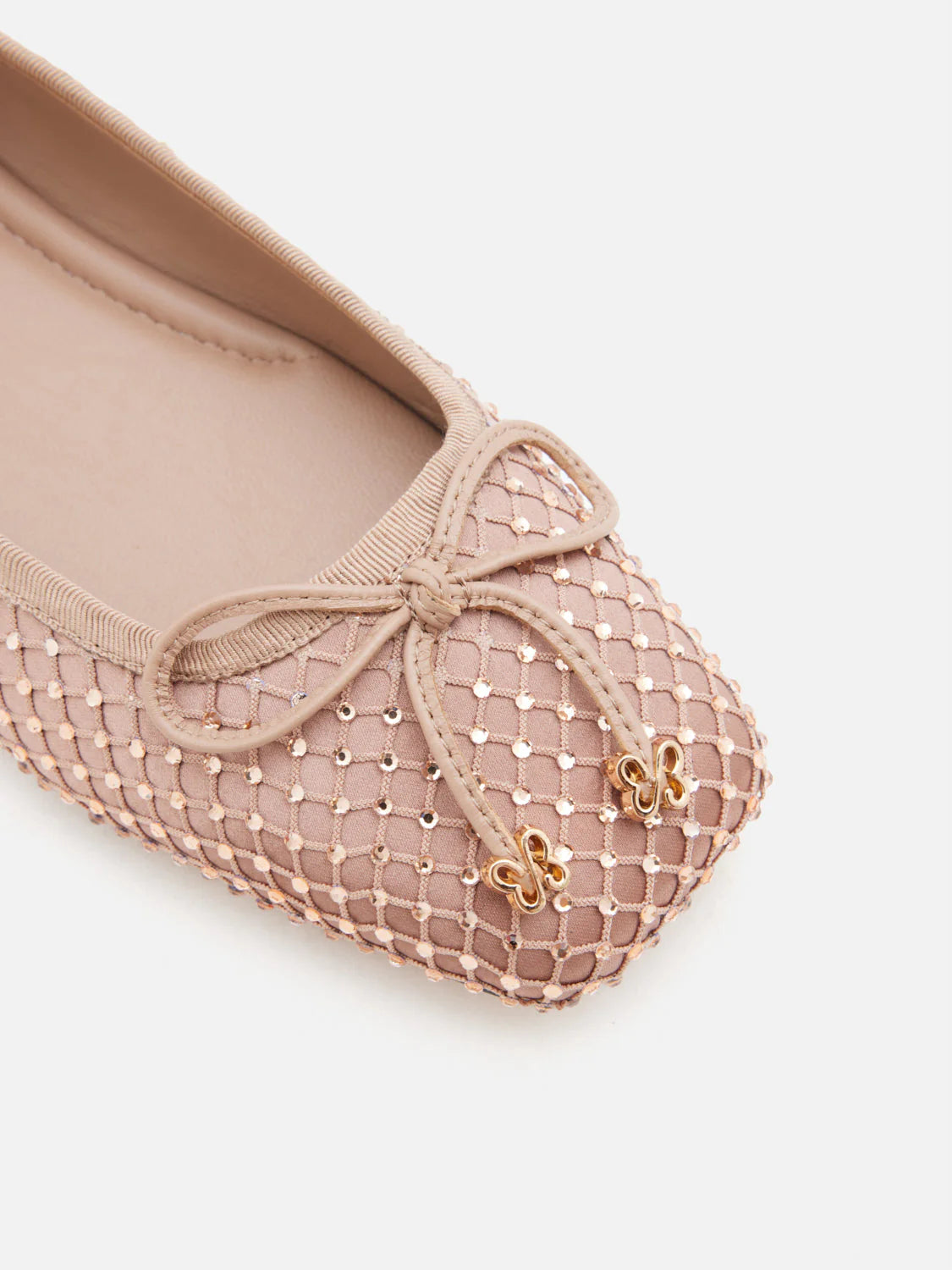 PAZZION, Tory Crystal Grid Bow Flats, Pink