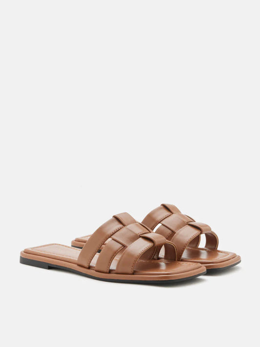 PAZZION, Trisha Weaved Mule Sandals, Brown