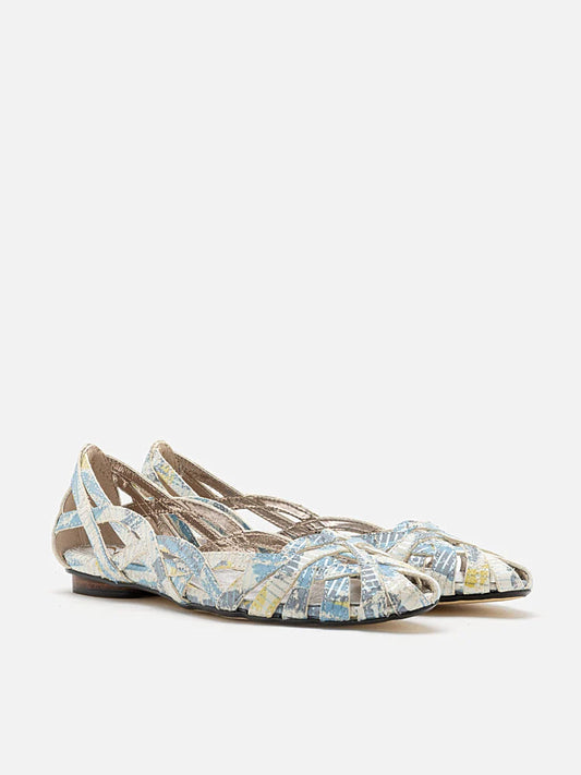 PAZZION, Twisha Weaved Flats, Blue