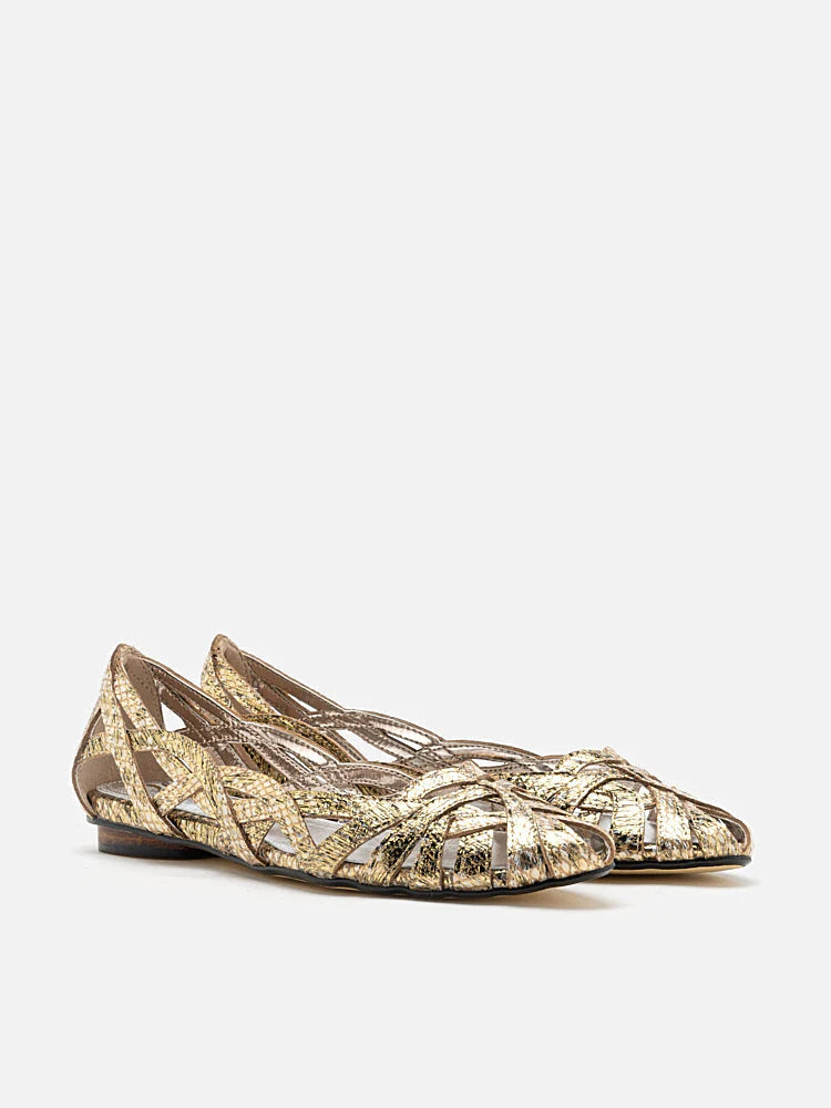 PAZZION, Twyla Weaved Flats, Gold