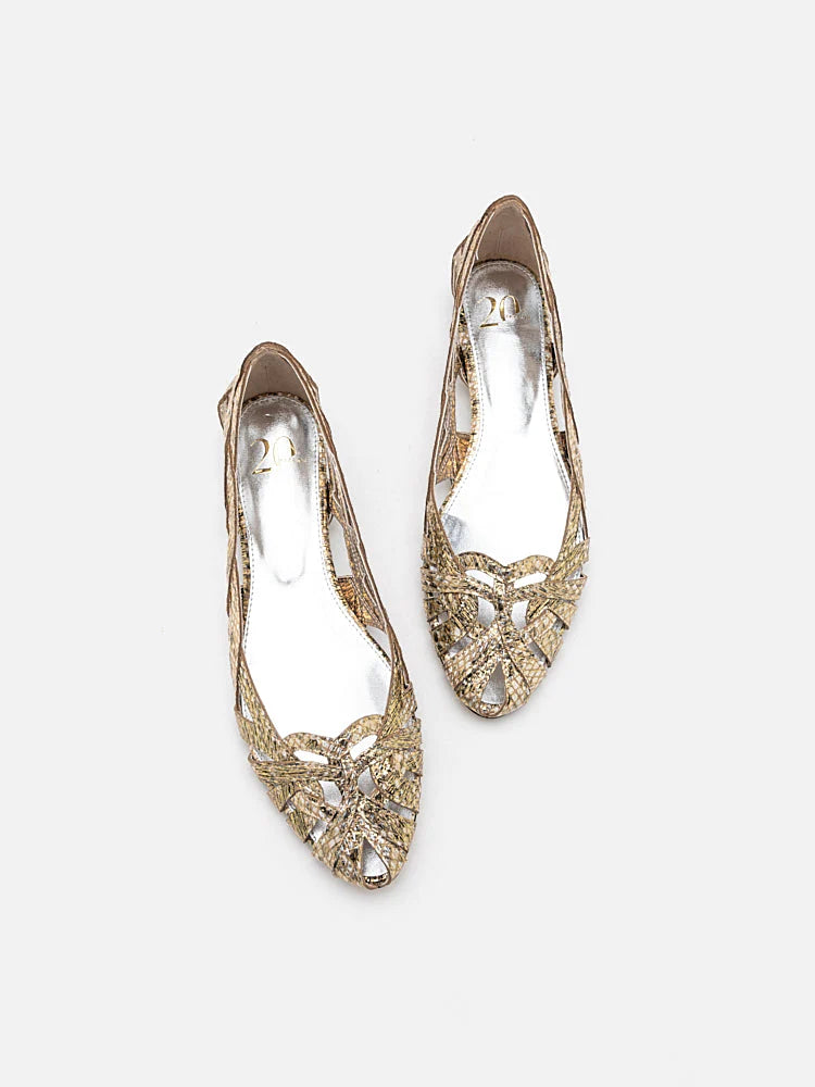 PAZZION, Twyla Weaved Flats, Gold