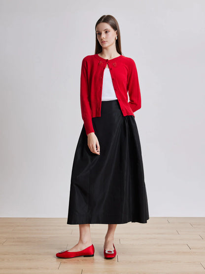 PAZZION, Ulyana Teardrop Crystal Buckle Flats, Red