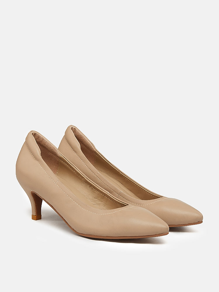 PAZZION, Valentina Classic Low Heels, Khaki