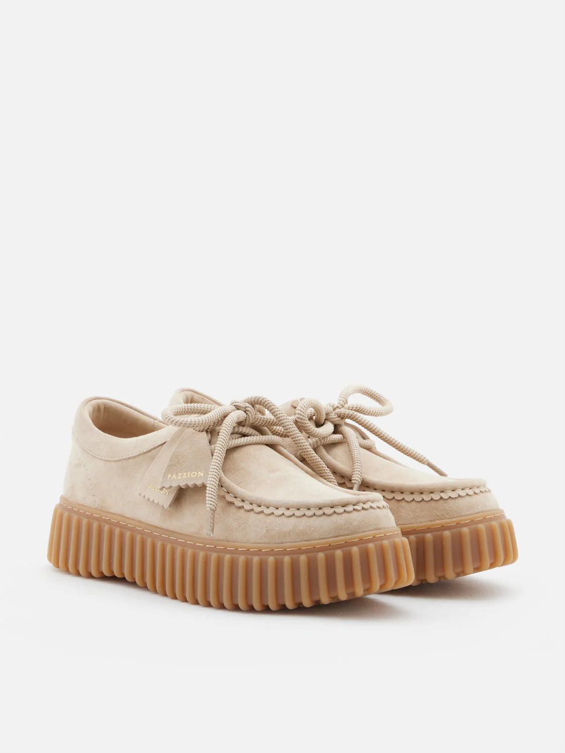 PAZZION, Venetta Suede Platform Loafers, Almond