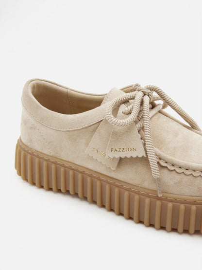 PAZZION, Venetta Suede Platform Loafers, Almond