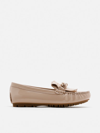 PAZZION, Vera Chain Linked Patent Leather Moccasins, Pink