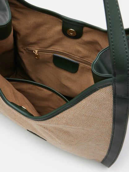 PAZZION, Verona Canvas Structured Tote, Green